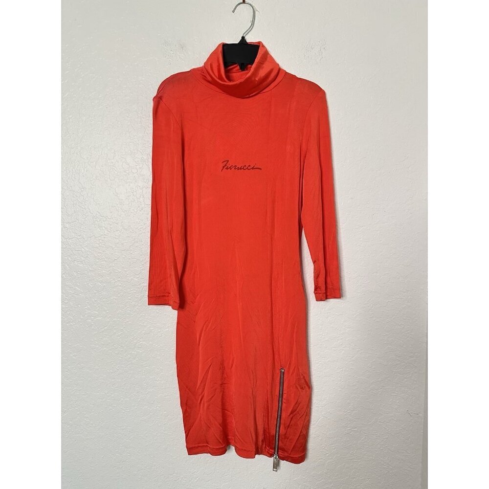 Fiorucci Bodycon Dress Turtleneck Long Sleeve Mini Dress Red Size EU 40 US 6 NWT